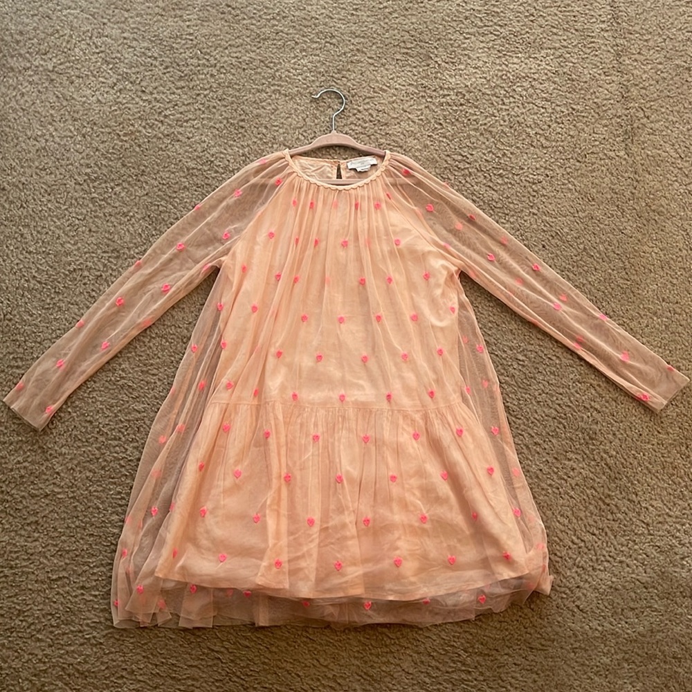Stella McCartney Girls pink heart embroidered dress